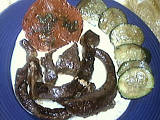 foie de boeuf à la crème d'oignons