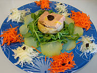 Image : recette Foie gras en salade chayotte et truffe
