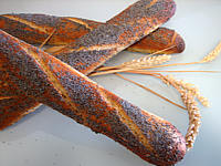 baguette de pain en direct aux graines de pavot
