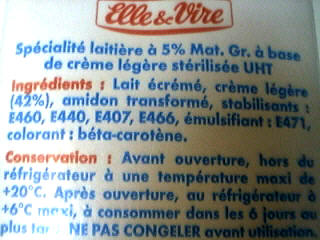 Liste des ingrédients