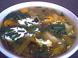 poireau : Assiette de potage de poireaux 