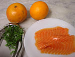 Ingrédients pour la recette : Saumon à l'orange et pomélo