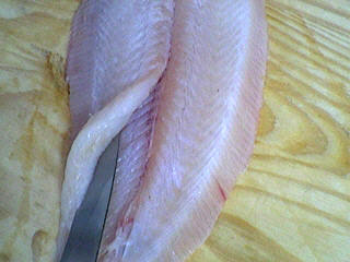 Glisser la lame sous le filet