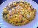 Omelette au saumon et pommes de terre