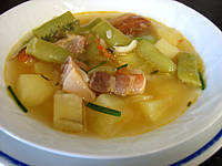 Image : Assiette de soupe au lard et patates douces