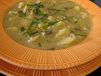 Soupes & potages : Assiette de soupe de champignons et pommes de terre