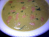 veloutés : Assiette de velouté de poireaux à la truite fumée