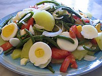 entrée à base de légumes : Assiette d'haricots verts en salade