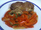 Recette Assiette d'escalopes de dinde aux poivrons