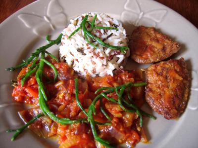 Photo : Recette cary de foie de lotte aux salicornes
