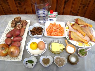 Ingrédients pour la recette : Abattis et pilons en blanquette