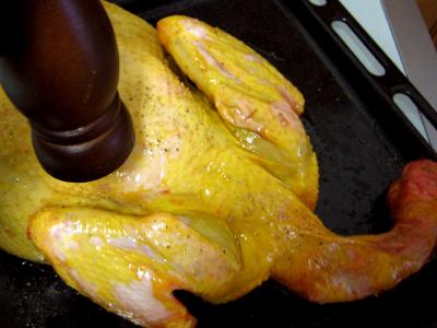 Chapon aux pommes et légumes avec sauce au champagne et armagnac - 21.1