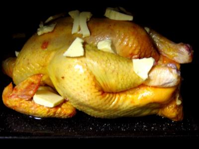 Chapon aux pommes et légumes avec sauce au champagne et armagnac - 22.1