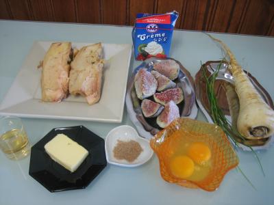 Ingrédients pour la recette : Flans de foie gras aux panais et aux figues