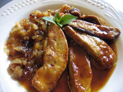 Recette Assiette de foie gras aux oignons confits