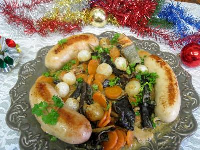 Image : recette Boudins blancs aux champignons noirs et aux chiitakes