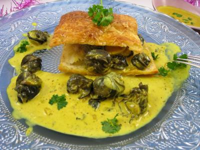 foie gras : Feuilleté d'escargots aux épices