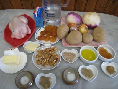 Ingrédients pour la recette : Coquelet au miel et sa purée de navets