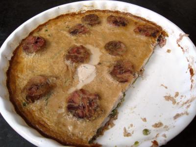 clafoutis salé : Clafoutis d'andouillettes façon lyonnaise
