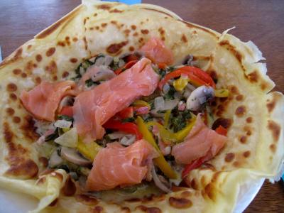 Recette Crêpes aux épinards, aux champignons et son saumon fumé