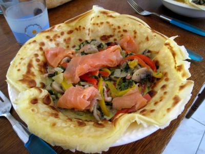 Image : recette Crêpes aux épinards, aux champignons et son saumon fumé