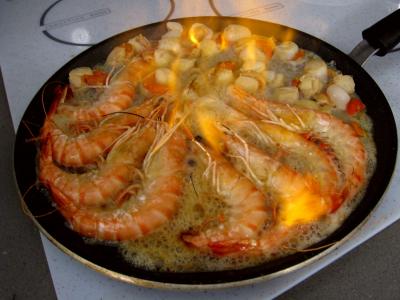 Crevettes flambées et sa sauce au citron et sa purée de fenouil - 10.1
