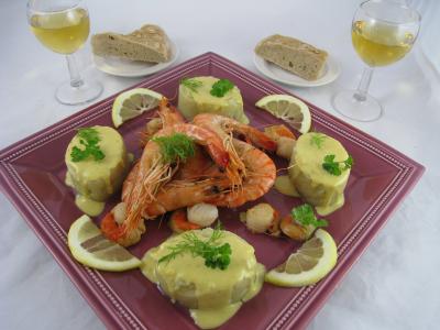 Recette Crevettes flambées et sa sauce au citron et sa purée de fenouil