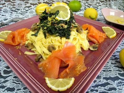 Photo : Tagliatelles au citron et à la truite fumée