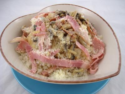 Risotto aux champignons et jambon