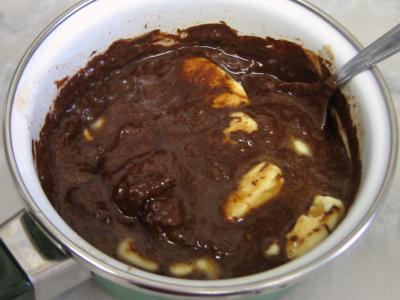 Gâteau au chocolat et son coulis de melon et pêches - 3.4