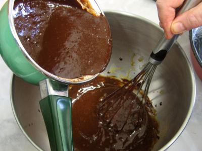 Gâteau au chocolat et son coulis de melon et pêches - 4.4