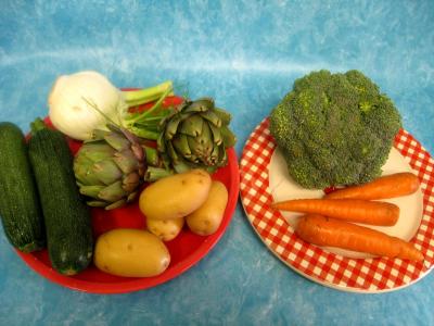 Ingrédients pour la recette : Légumes vapeur (artichauts, brocolis, carottes, fenouil)