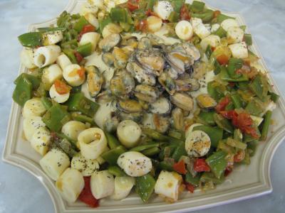 Recette Moules crèmées aux haricots plats