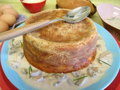 champignon de paris : Pouding à la mozzarella et sa sauce aux champignons