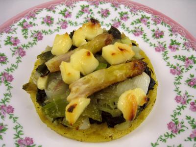 Recette Polenta aux ognasses, aux épinards et aux asperges