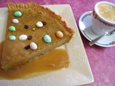 Recette Tarte pascale au café et son coulis de poires
