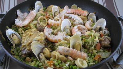 Recette assiette de paella à la valenciana
