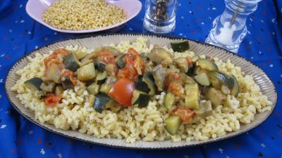 piment de Cayenne : Assiette d'aubergines aux épices et ces coquillettes