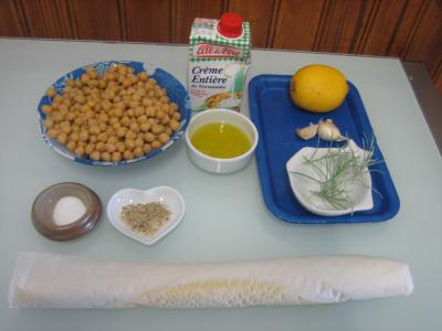 Ingrédients pour la recette : Canapés aux pois chiches façon Turque