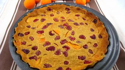 Image : recette Clafoutis aux framboises et aux abricots