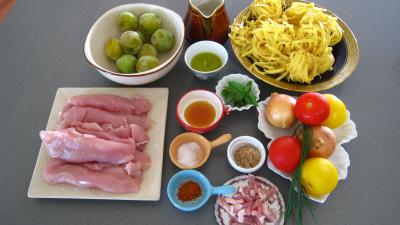 Ingrédients pour la recette : Sauté de dinde aux mirabelles