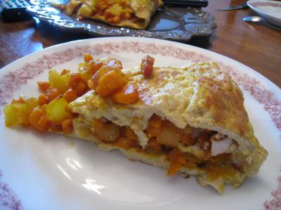 Recette Omelette au potimarron et au chèvre