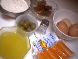 Ingrédients pour la recette : Cake au surimi