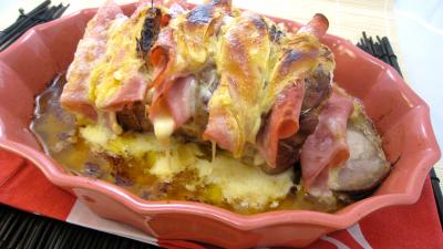 plat complet : Rôti de porc farci au jambon et reblochon