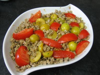 Recette Salade végétarienne aux crozets et aux mirabelles