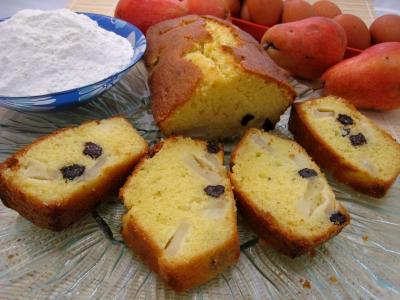 farine type 45 : Tranches de cake à la poire
