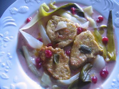 Sauces : Foie gras sauce aux airelles et poireaux