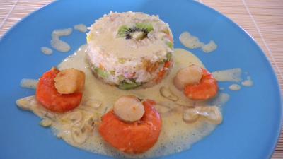 coquille saint jacques : Assiette de Saint-Jacques au safran