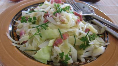 crème allégée : Assiette de chou aux lardons