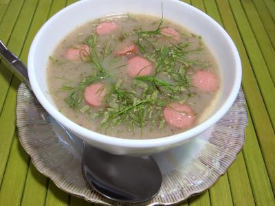 Soupes & potages : Bol de fenouil en velouté et aux knackis